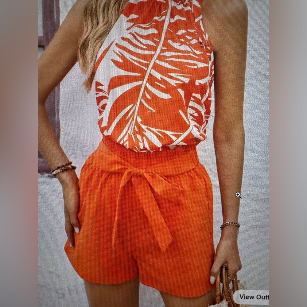 SHEIN High Waist Orange Shorts
